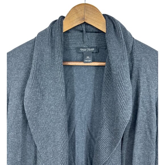 White House Black Market Ribbed Open Front Cardigan Sweater With Snap Collar XS - Picture 2 of 10